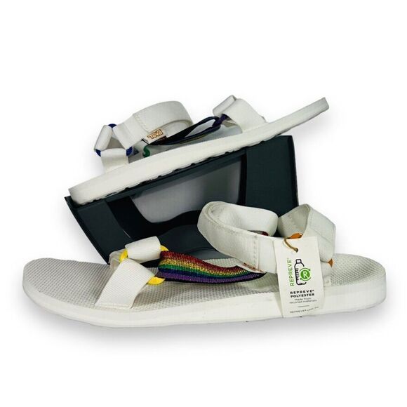 Teva Original Universal Pride Sandals White / Multicolor 1125891 Men's 12 - Picture 1 of 12